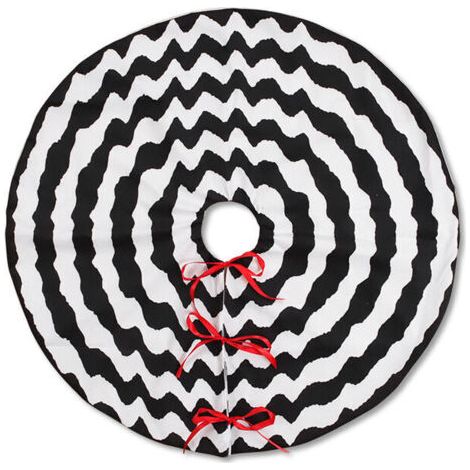 BUNTHAUS Arbre de Noël Jupe Épais Arbre De Noël Jupes Tapis pour Maison Vacances Nouvel An Décoration De Fête Noir et Blanc Vague 73cm (1/3)