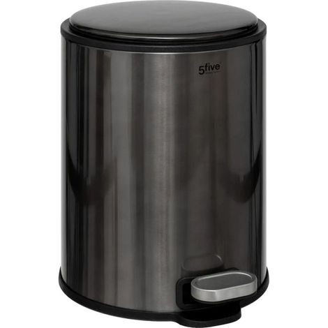 Poubelle en Métal "Delta" 6L Inox Noir (1/5)