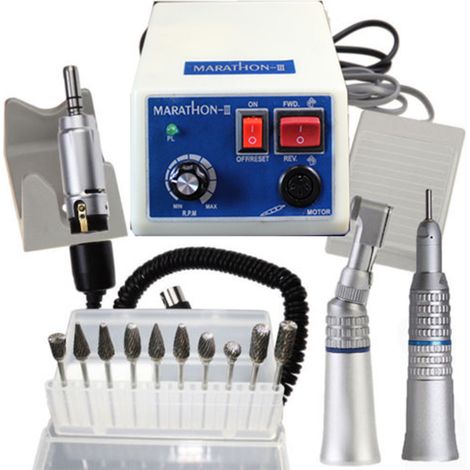 Dentallabor Poliermaschine Handstück Bohrmaschine Polierer+ Hartmetall-Rotationsfräser (1/5)