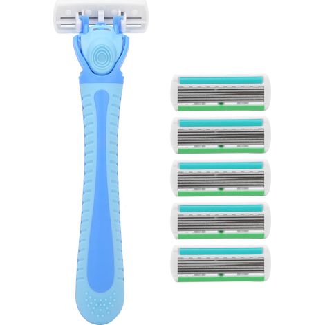 Rasoir manuel portable pour homme, tondeuse à poils pour le corps avec tête de coupe (bleu) (1/5)