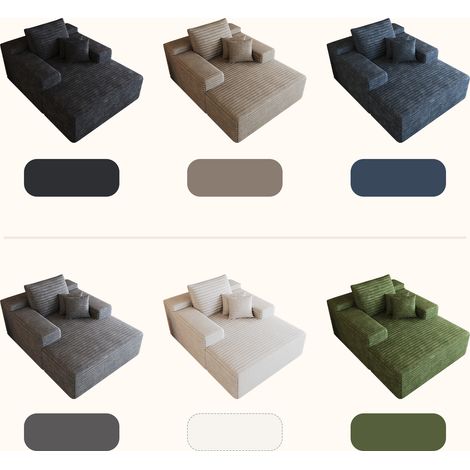 Canapé modulaire sans os 115x159cm, velours côtelé confortable, chaise longue à assise profonde, mousse haute densité, canapé compressé prêt à l'emploi, sans montage, pour salon, chambre, appartement, (1/5)
