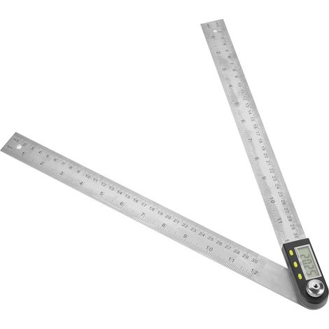 Rapporteur numérique électronique 0-300mm en acier inoxydable, goniomètre digital avec règle de mesure d'angle, jauge à onglet précise (1/5)