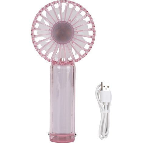 GARRYFIZH Mini ventilateur portatif transparent avec crochet, petite poche silencieuse, 1200 mAh, fonctionne sur batterie, pour intérieur et extérieur, voyage, plage, camping, rose
