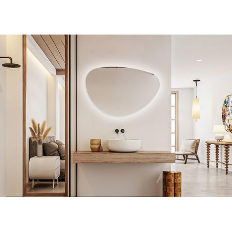 Saniclass Organic Miroir Sim - 120x80cm - éclairage - chauffe-miroir - horizontal/vertical - organique