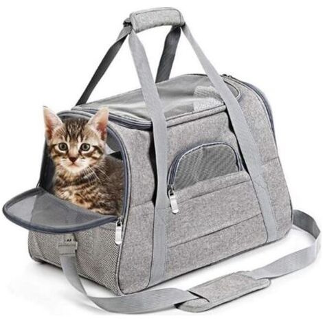 BUNTHAUS Sac de transport Pour Animal Chien Chat Tissu Oxford,( 43x25x28cm,Gris) (1/5)