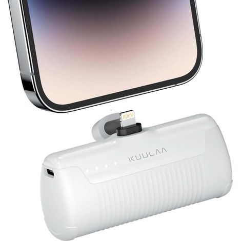 Batterie Externe 4500mAh PD 12W, Mini Power Bank pour 14 13 12 11 XS XR 8 7 6, Batterie de Secours Nomade et Autorisé en Avion pour Voyage, Accessoires - Blanc (1/5)