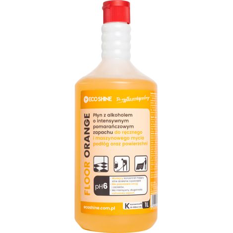 Eco Shine Floor Liquido all'arancia con alcol e profumo d'arancia per la pulizia di pavimenti e superfici antiscivolo 1L (1/5)