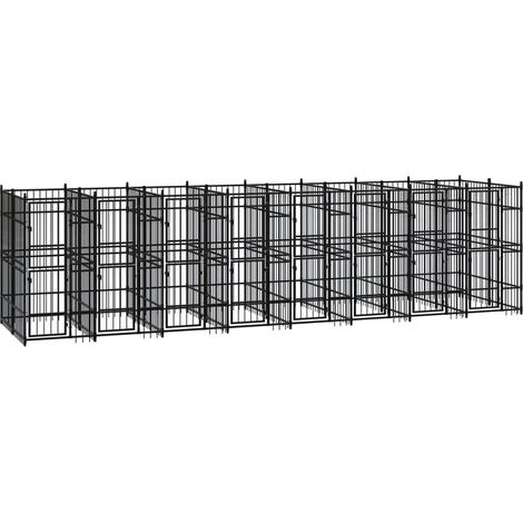 Cuccia gabbia per animali da esterno pac per cani in acciaio 14,75 m² nero 020041792