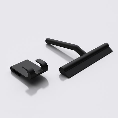 doporro® Limpiador de vidrios para cabinas de duchas en negro mate Largo: 19cm, ancho: 21 cm escurridor de acero inoxidable incl. material de fijación (1/5)