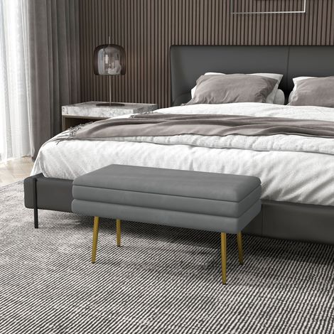 Sitzbank Polsterbank, mit Stauraum, Stahl, 79,5 cm x 37,5 cm x 43 cm, Dunkelgrau (1/5)