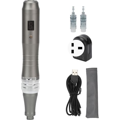 Stylo Microneedling Électrique Sans Fil 6 Vitesses Réglables avec Seringues 100‑240V Prise US (1/5)