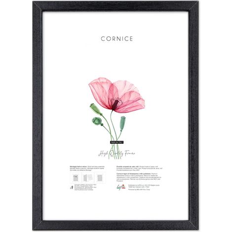 Lupia - Cornice Portafoto da Parete in Legno OPTICAL, Design Moderno e Elegante, Facile da Appendere, Produzione Italiana, per Foto, Stampe Artistiche, Poster, Quadri Moderni 30X40 cm - Nero