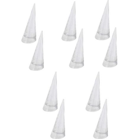 Ten transparent acrylic cone-shaped ring holders, perfect for storing and displaying jewelry. (1/5)