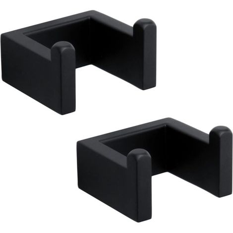 Handtuchhaken, Wandhaken aus Edelstahl, quadratisch, 7 x 6,1 x 4 cm (2 Stück, schwarz) (1/5)