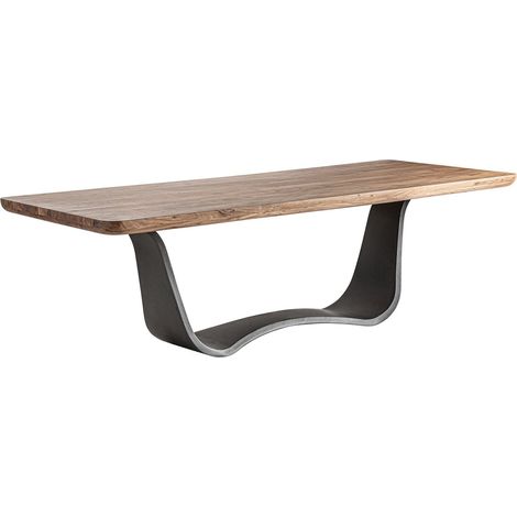 Table art déco en bois d'acacia finition naturelle noir élégant - Noir naturel bois d'acacia (1/5)