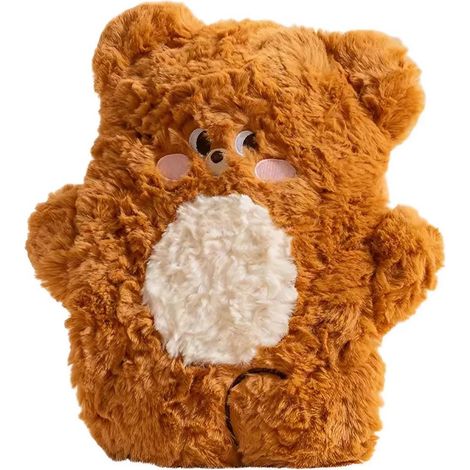 Bouillote Peluche Chauffante, Bouillotte Eau Chaude pour Enfant et Adulte, Cute Bouillotte Peluche avec Couvercle Souple 500ml, Cadeaux pour et Hiver, Mère, Fille, Petite Amie (Ours, 450ml) (1/5)