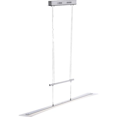 Lampada a sospensione a LED, lampada a sospensione regolabile in altezza, lampada da sala da pranzo cromata, sospensione a tirante, metallo satinato, 23W 1510Lm bianco caldo, LxPxA 98,5x9,8x100-160 cm