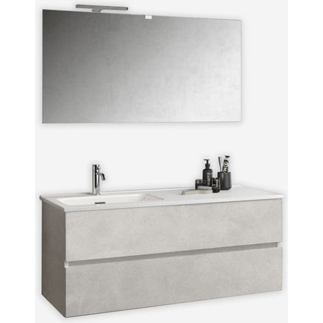 Hängender Badschrank mit Waschbecken und Spiegel Orizon SX - Hellgrau