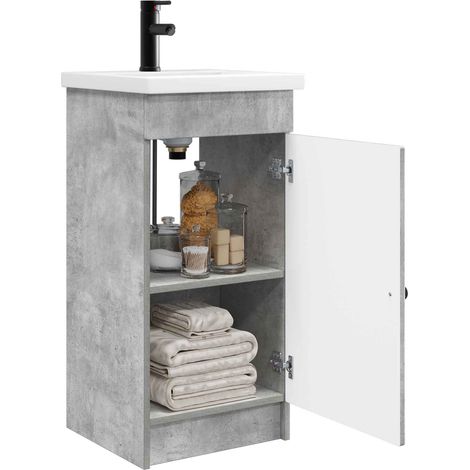 vidaXL Meuble de salle de bain avec évier Gris béton 42 x 40 x 84,5 cm (1/4)