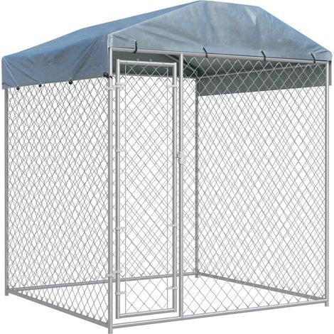 Jaula para perrera exterior, parque infantil para animales, perro exterior con techo para perros 225 cm 020000324