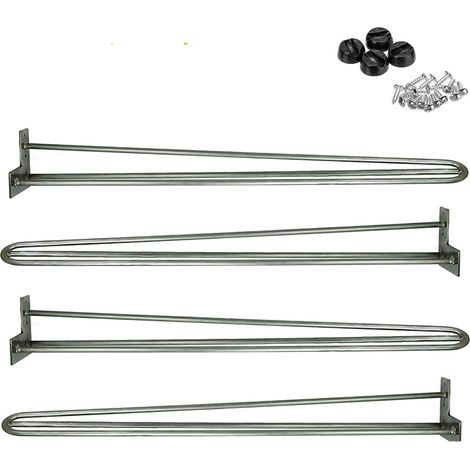 28 inch 71cm Hairpin Legs Raw Steel Unfinished 3 Prong for Dining Table, Desks, Console Table, Side Table Industrial Mid Century Modern Feel for DIY Projects 4PCS (10MM) w/Protector Feet & Screws (1/5)
