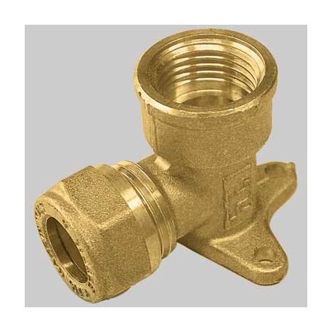 RACCORDO CURVO FEMMINA CON FLANGIA CON OGIVA OTTONE - 14 x 1/2