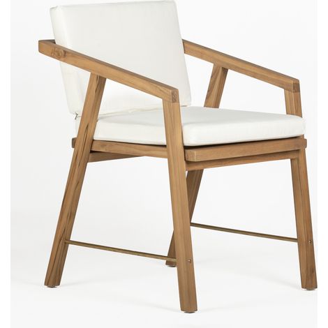 Fauteuil en bois de teck et tissu blanc KIRO (1/5)