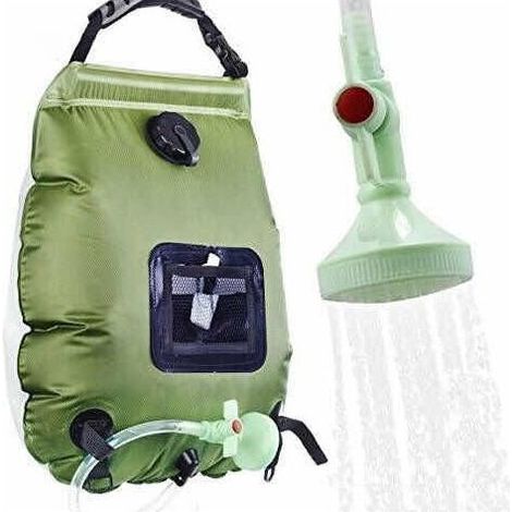 Sac de douche solaire camping avec tuyau amovible pour randonnée et piscine