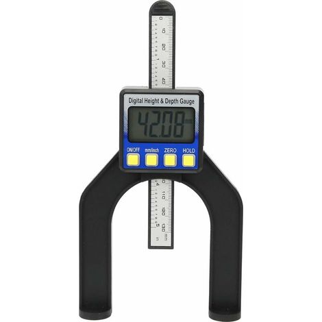 Ahlsen Digitaler elektronischer Tiefenmesser, Mini-Höhenmesser, 0 bis 80 mm, Höhen-/Tiefenlineal mit doppeltem Verwendungszweck (1/5)