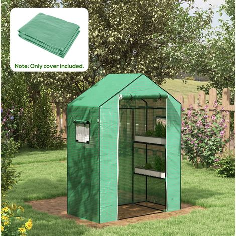 Bache serre de jardin 140x73x190 cm porte enroulable OKMYHOME (1/4)