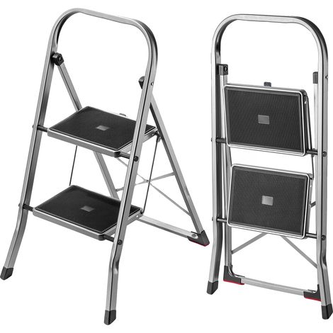 Escalera plegable de aluminio, capacidad de carga máxima 150 kg, dimensiones compactas, mecanismo de plegado rápido, patas antideslizantes. (1/5)