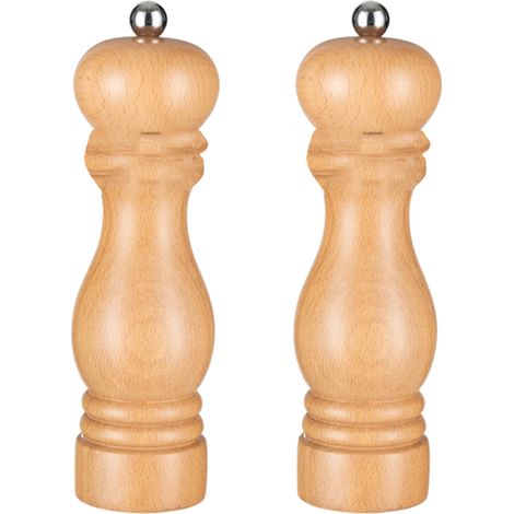 2 Moulins à poivre, Bois de chêne, Céramique, Réglable, Cuisine, Cadeau (1/5)