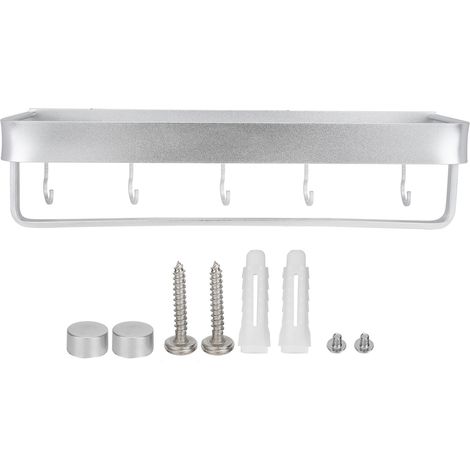 Étagère Murale Douche 40cm avec Rail et Crochet, Rangement Multifonction pour Salle de Bain et Cuisine (1/5)