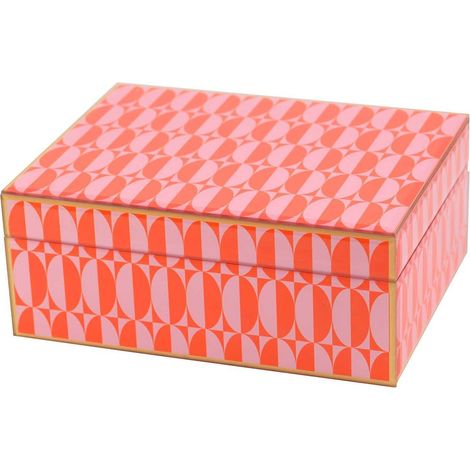 Boîte de rangement rose design élégant - Rose vif avec motifs géométriques (1/2)