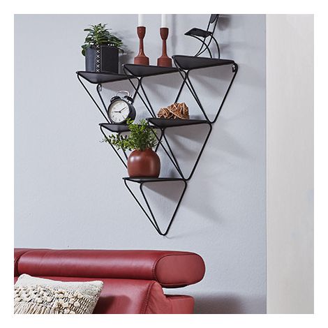 Étagère murale 72x22x63 cm en métal laqué noir