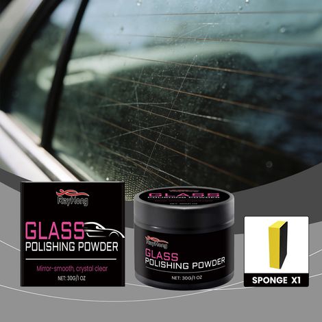 Glaspolierpulver für Autofenster, sorgt für ein glattes, sauberes und kristallklares Finish – 30 g + Schwamm. -- DTEKGAZ (1/5)