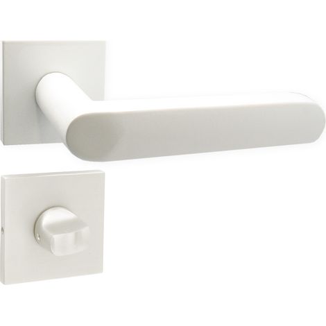 DOMINO Poignée de porte DENVER-QR slim blanc WC Poignée avec rosace WC Blanc (1/5)