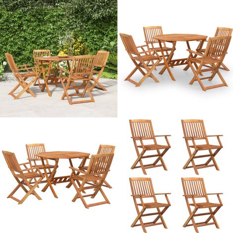 Ensemble à manger de jardin 5 pcs Bois d'acacia solide - Meubles De Jardin - Salon De Jardin - Set De Repas Extérieur - Table Et Chaises - Acacia Massif - Home & Living (1/5)