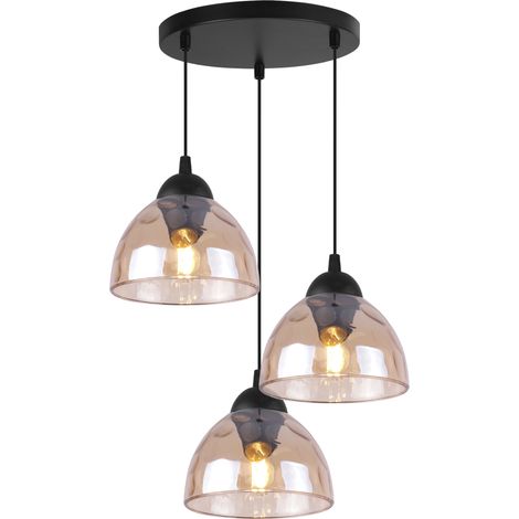 Suspension Venise à 3 lampes, abat-jour couleur miel E27 (1/5)