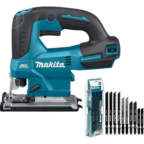 Makita DJV184Z 18v LXT Brushless Top Handle Jigsaw Bare + 10 Mixed Blades + Case (1/5)