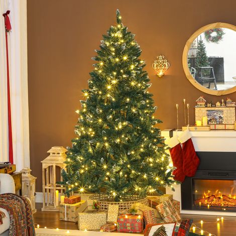 Árbol de Navidad de Abeto 210 cm con Luces LED 9 Modos de Iluminación 1160 Ramas con Nieve Artificial Verde (1/5)