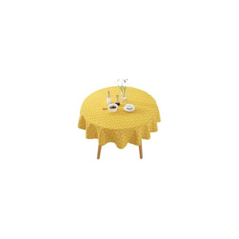 Nappe ronde – Motif riz jaune – Bord roulé – Diamètre 150 cm (1/5)