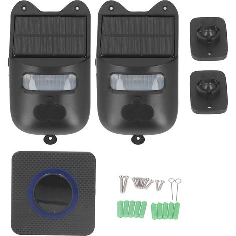 Capteur infrarouge sonnette solaire alarme extérieure sécurité sirène lumineuse stroboscopique détecteur de mouvement 110‑240V prise US (1/5)