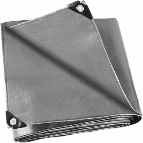 Lona protectora de polietileno de 2x2 m, color gris con ojales, impermeable y resistente a la intemperie, ideal para muebles de jardín, madera y piscinas. (1/4)