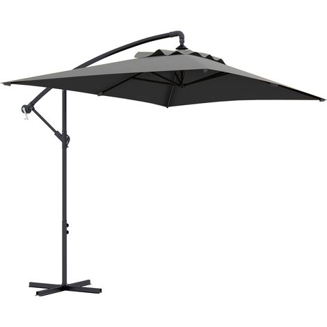 Parasol déporté Oretta rectangulaire gris extérieur design résistant 294x193 cm (1/5)