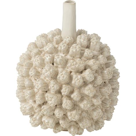Vase Déco en Grès "Saki" 30cm Blanc