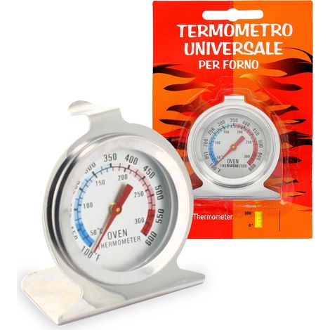 TERMOMETRO UNIVERSALE ACCIAIO PER FORNO E BARBECUE 0 - 300 GRADI