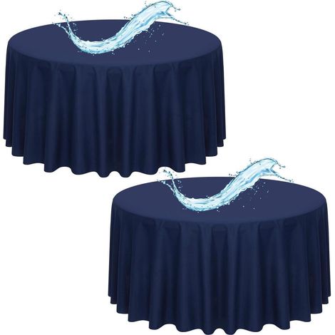 Lot de 2 nappes rondes bleu marine 229cm imperméables et résistantes aux taches