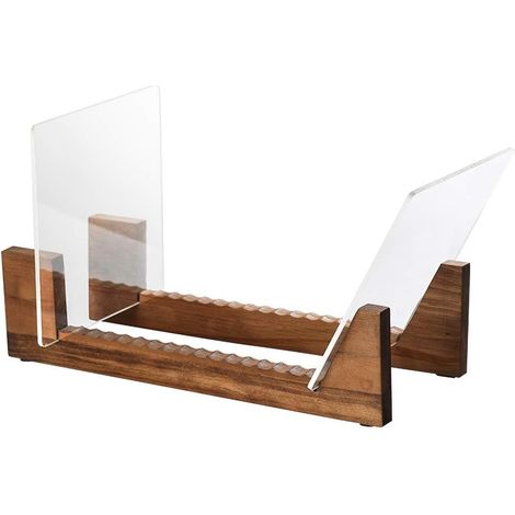 Support de Disque Vinyle, Rangement Disques Vinyles, en bois massif avec support en acrylique transparent, design haut de gamme, Stockage 50 Albums,Marron (1/5)