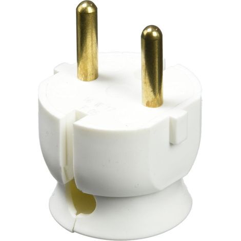 Extra-Flat Male Plug Without Grounding, Side Exit, White, For Bedside Lamp (1/5)